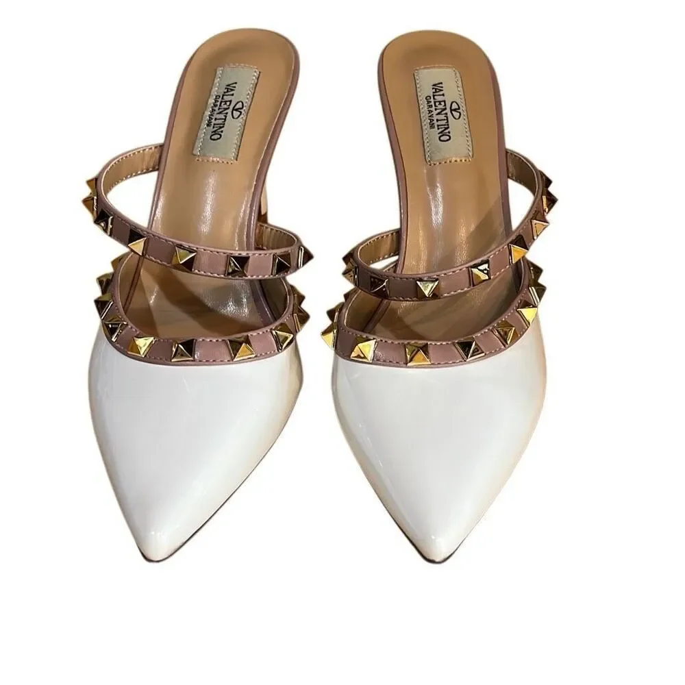 Valentino Garavani Rockstud Asymmetrical Strap Mule size 38